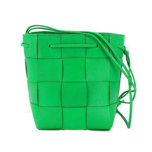 BOTTEGA VENETA Green Leather Intrecciato Shoulder Bag